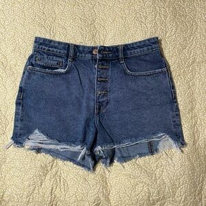 Zara High waist distressed denim shorts button fly Size 8